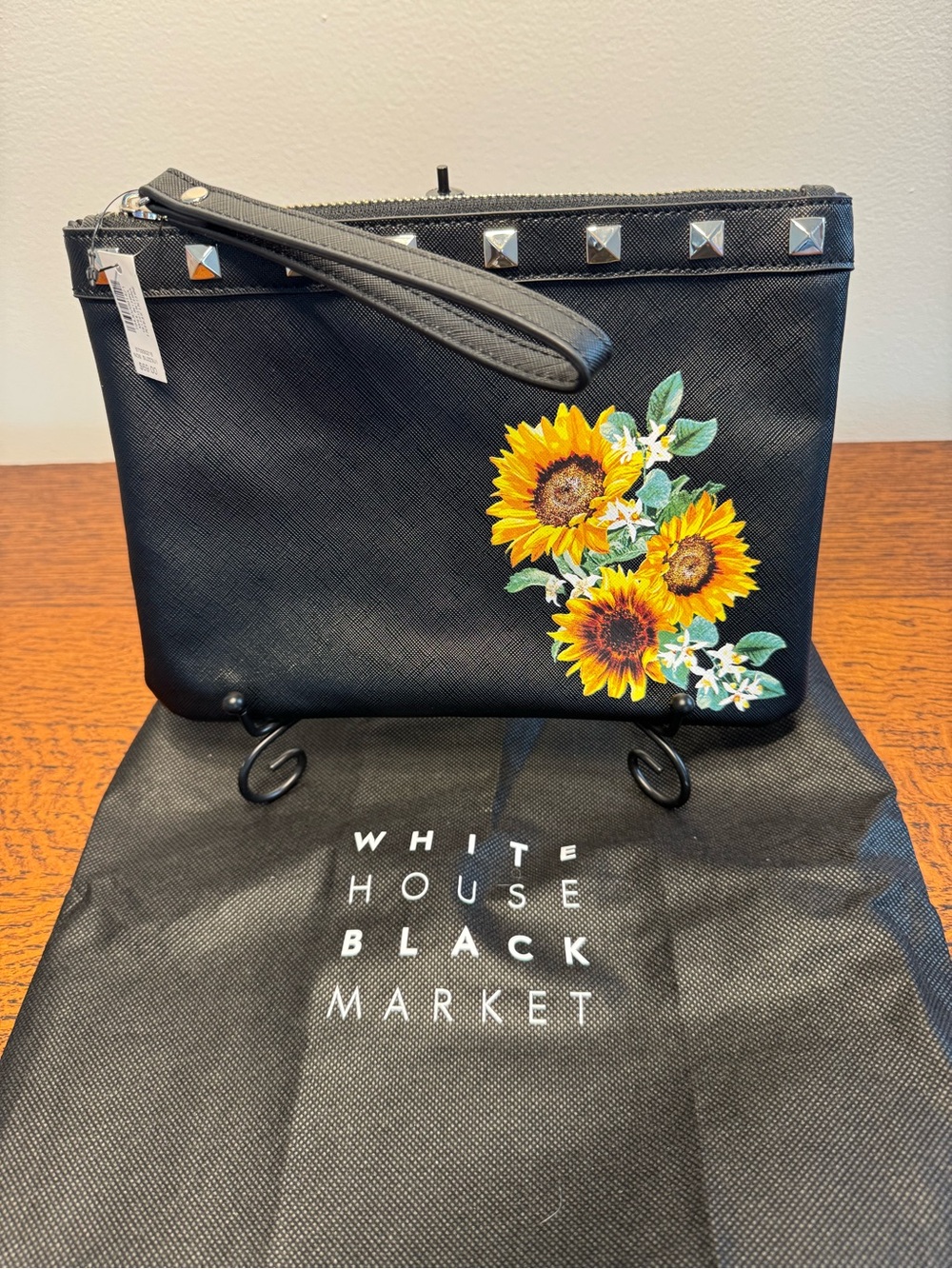 NWT White House Black Market Sunflower Studded Wristlet Clutch w/Dust Bag - Picture 1 of 7